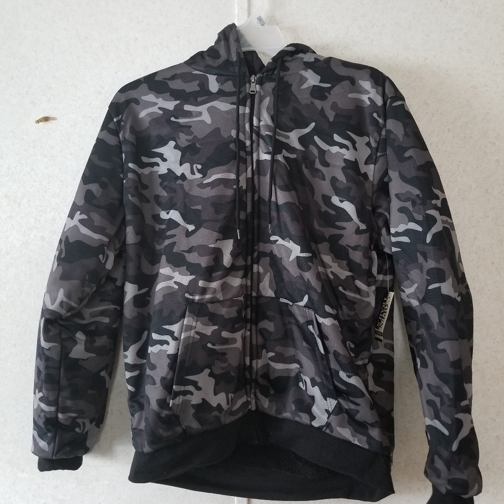 Mens Camo Sherpa Lined Hoodie Jacket